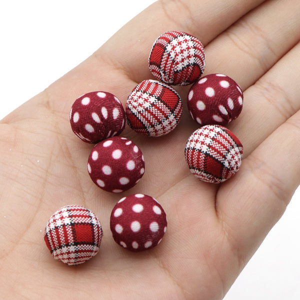 10Pcs  Plaid Christmas Red Beads Loose Spacer Acrylic Beads with Hole for Jewelry Making DIY Bracelet Necklace Chain Earrings Charm Bangle Decors Craft Supplies