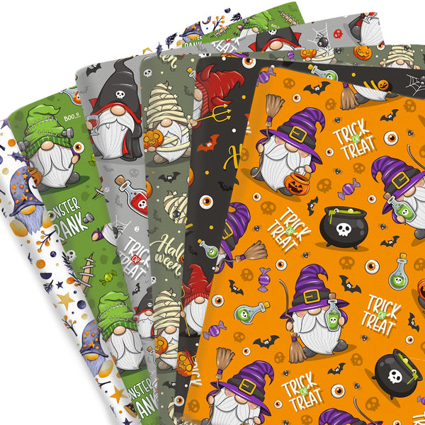 1pc 17.7x19.68inch Halloween Gnome Pattern Quilting Fabric Polyester Cotton Craft DIY Handmade Doll Clothes Fabric Precut For Patchwork DIY Handmade Craft