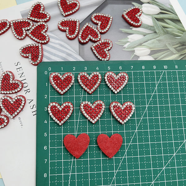 10pcs Shiny Elegant Cute Love Heart Shape Patch, Faux Pearl & Rhinestone Accessories, For DIY Jewelry Hair Accessories Brooch Phone Case Supplies