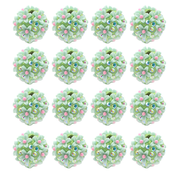 1Pc Faux Rhinestone Polymer Clay Beads Blossom Flowers Shaped Loose Spacer Beads with Hole for Jewelry Making DIY Bracelet Necklace Chain Earrings Charm Bangle Decors Craft Supplies