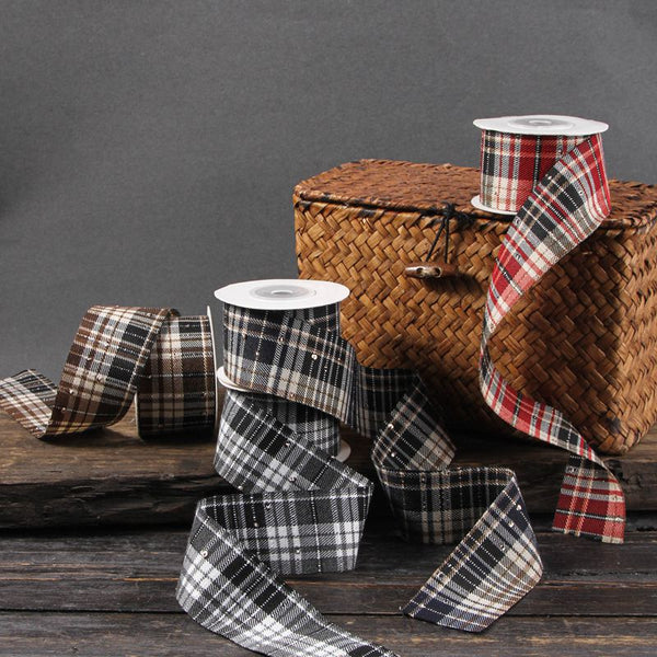 1pc, Classic Buffalo Plaid Cotton Ribbon, Black And White Plaid, Bow Material, Craft Supplies, Gift Wrapping, Home Decor, DIY Projects, Fabric Trim