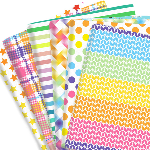 1pc 19.68x17.7inch Dots Star Stripe Plaid Rainbow Gradient Color Series Pattern Quilting Fabric Cotton Craft DIY Handmade Doll Clothes Fabric Precut For Patchwork DIY Handmade Craft