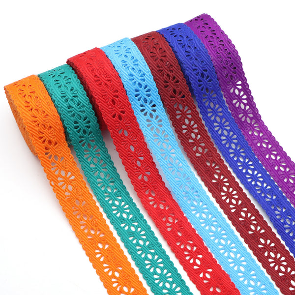 Solid Color Snow Hollow Grosgrain Ribbon - 0.87Inch/22mm x 5 Yards/roll - Perfect for Gift Wrapping, DIY, Hairbows, and Home Party Decor