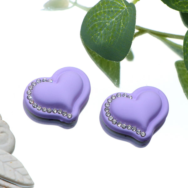 10Piece Purple Rhinestones Heart Beads Resin Charms - Flat Back Cabochons For Diy Crafts, Scrapbooking & Jewelry Making