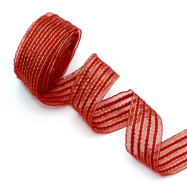 1 Roll 5 Yards 25mm/1inch Double Side Golden Edge Red Yarn Ribbon For DIY Gift Wrapping Sewing Birthday Party Wedding Home Decor