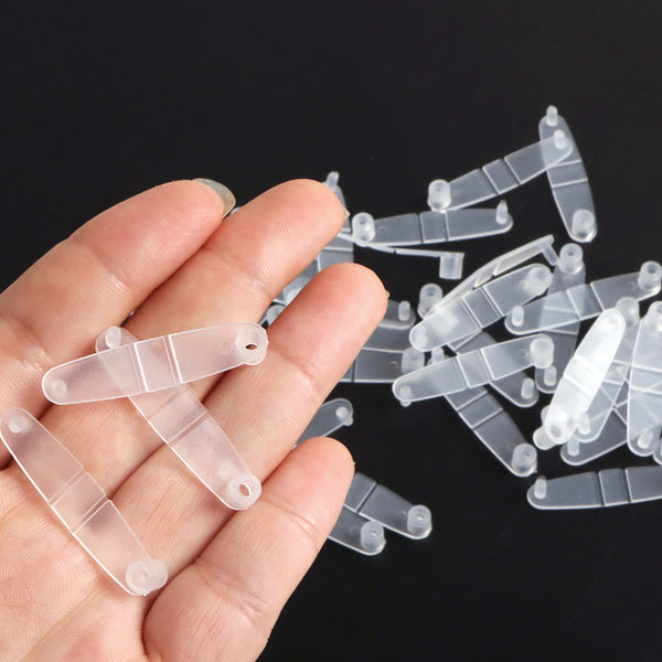 100pcs White Plastic Transparent Clear Buckle Button Keychain PP Clip Transparent Folding Ornament Keyring DIY Accessories