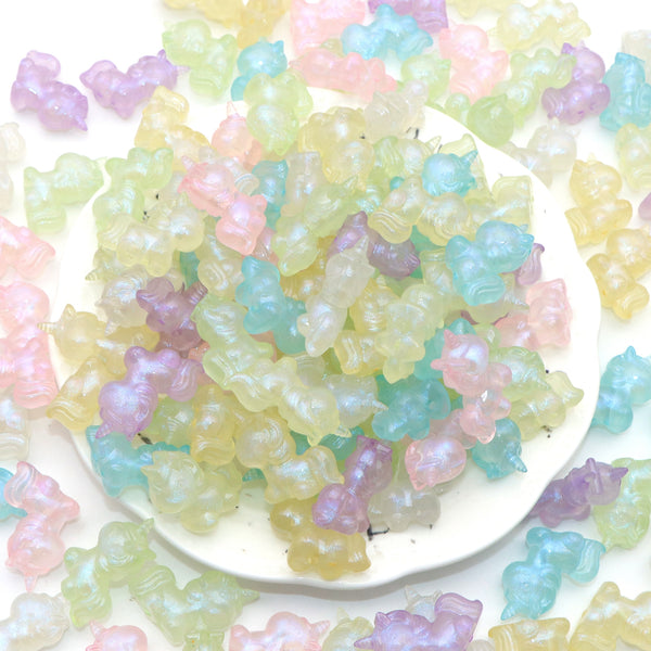 50g/pack Glow in the Dark Acrylic Beads Unicorn Shaped Loose Spacer Beads Plain Solid Color with Hole for Jewelry Making DIY Bracelet Necklace Chain Earrings Charm Bangle Decors Craft Supplies