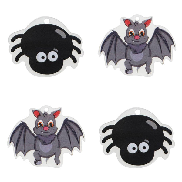 2PCS Spider Bat Black Halloween Series Acrylic Pendants Charms Jewelry DIY Pendant Earrings Necklace Jewelry Accessories Cute Cartoon Hanging Home Tree Decoration Decorative Christmas Tree Ornament Creative Cow Pendants for Car Backpack Window Door