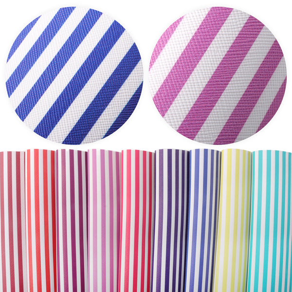 Stripe Faux Synthetic Leather Set 9piece/set 7.7*12.9inch Fabric Sheets For DIY Bows Leather Crafts Handmade Material