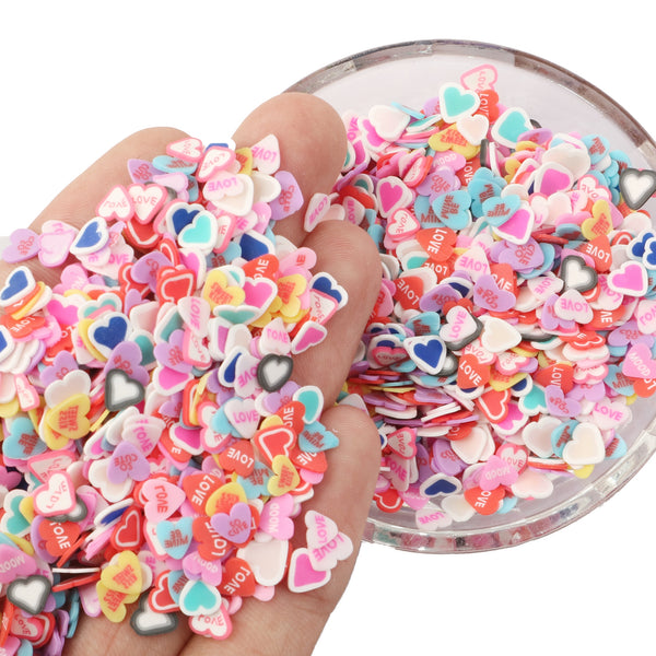 10g/pack  Love Heart Valentine's Day Unscented Heart Charms - 3D Polymer Nail Art, Slime & Resin Craft Slices