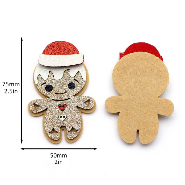 5pcs Christmas Glittery Powder Snowman-Santa Claus-Bell-OwlPatches For Girls, Suitable For Hairpin Decoration，DIY Clothes Bag Accessories