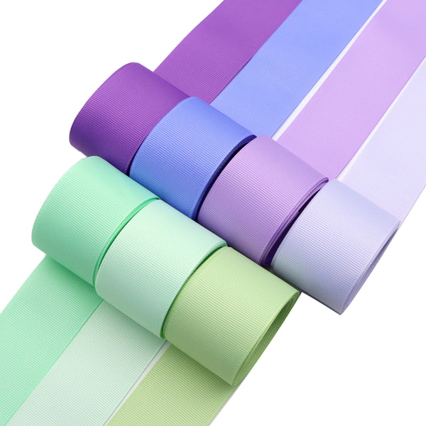 6pcs,1.5Inch/38mm Green Purple Color Grosgrain Ribbon Set For Jewelry Gift Wrapping Ribbon Holiday DIY Handmade Bow Decoration Craft Wreaths Home Party Decor