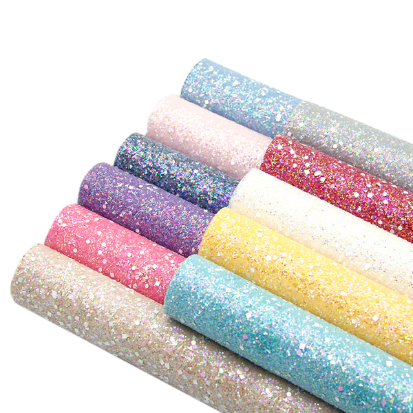 1pcs Sequins Chunky Glitter Faux Synthetic Leather  7.7*12.9inch Fabric Sheets For DIY Bows, Waist Belt, Earrings, Handbag, Phone Case, Pencil Case ,Shoes Bags Artificial Leather Crafts Handmade Material