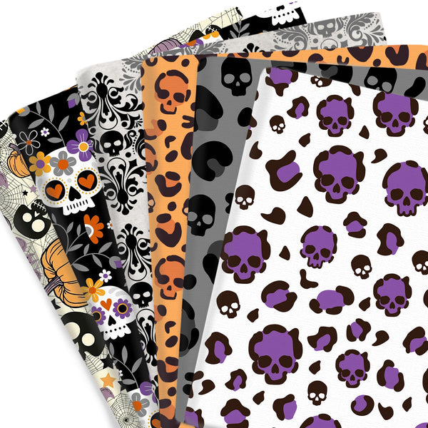 Halloween Horror Skull Skeleton Bones Series Pattern Quilting Fabric Polyester Cotton Craft DIY Handmade Doll Clothes Fabric Precut For Patchwork DIY Handmade Craft