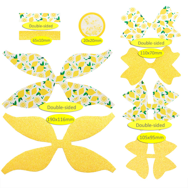 Fruits Series Avocado Lemon Printed Faux Synthetic Leather Bow-knot Kit DIY Hair Bow Making For Bow-knot Handmade Material Without Clips