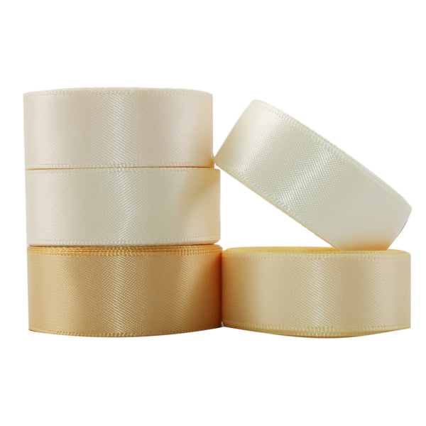 5 Roll, 0.63Inch/16mm X 2 Yards/roll White Series Solid Color Satin Ribbon Set For Gift Wrapping Ribbon Holiday DIY Craft Ribbons For Home Party Decor