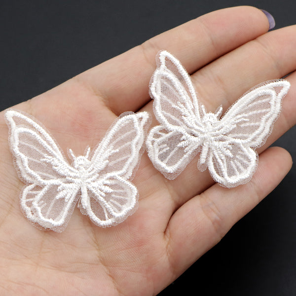 1pc/pack Butterfly Lace Embellishments patch, Lace Applique Embroidery  Butterfly Patches for Wedding Bridal Dress Sewing Crafts, Clothing, Gowns, Hats, and Gifts ,Phone Case Decorations Hair Decorations, Crafts, Necklaces, Bracelets, Art Supplies