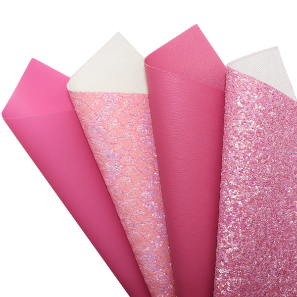 4pcs/set lace glitter Faux Synthetic Leather Set 7.7*12.9inch Fabric Sheets For DIY Bows Artificial Leather Crafts Handmade Material