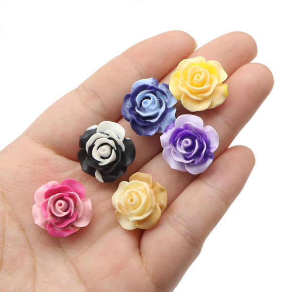 10 pieces/pack mixed color tie dye roses 3D resin handmade accessories