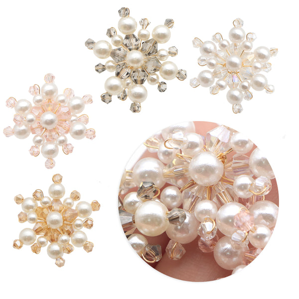 1Pc Artificial imitation pearls  Blossom Flowers Shaped Loose Spacer Acrylic Accessories  for DIY  Flowers Jewelry Making DIY Bracelet Necklace Chain Earrings Charm Bangle Decors Craft Supplies