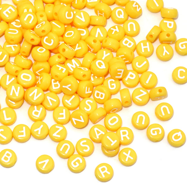 20g/pack about 140pieces Acrylic Letter yellow Beads letter beads with holes, letters are random for DIY Bracelets and Necklaces - Perfect for Small Business Jewelry Making and Craft Supplies