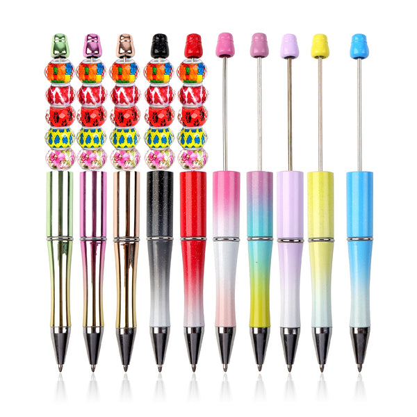 1Pc Plastic Beadable Pens Creative DIY Bead Ballpoint Pen,Virbant Colors,Back To School,School Office Writing Supplies Stationery Arts and Crafts Supplies for Making Unique Writing Instruments