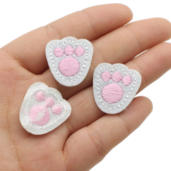 10Pcs Embroidered Cat Paw Footprint Cloth Patches for Girls' Clothes, Pants, Bags, Shoes, and Hats Decoration Accessories