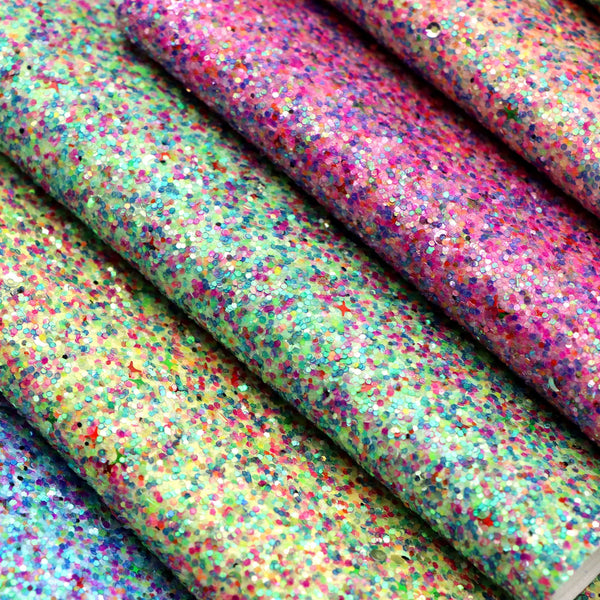 1Pc 7.87x12.99inch Chunky Glitter Sequins Faux Leather Sheets Mixed Colors Available in multiple colors Synthetic Leather Fabric for DIY Earrings Bows Crafts Projects Festival Decorations