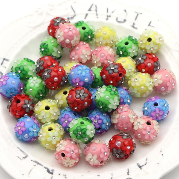 1Pc Blossom Flowers Shaped Polymer Clay Beads Loose Spacer Acrylic Beads with Hole for Jewelry Making DIY Bracelet Necklace Chain Earrings Charm Bangle Decors Craft Supplies