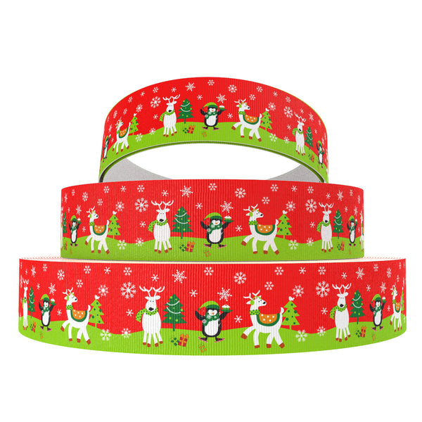 1 Roll,0.86Inch/22mm X 5 Yards/roll Cake Cupcake santa deer christmas grosgrain Ribbon For Wreaths Gift Wrapping Party Decoration DIY Hair Bows Crafts Headwear Hair Accessories Garment Decor