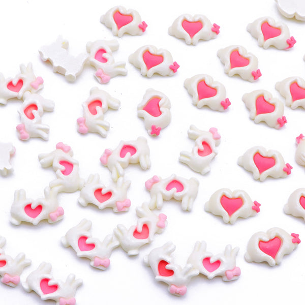 10Pcs Love Heart Shaped Acrylic Charms Resin,3D Hand Flatback Resin Cabochons for DIY Jewelry, Earrings, Bracelets, Keychains, Festive Decor, Homemade Gifts, Phone Cases, Water Bottles, Hair Accessories - Crafting Accessories