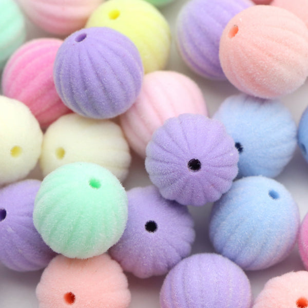 10pcs pumpkin Velvet Acrylic Candy-Colored Round Beads Random color mixing For DIY Bracelet Necklace Jewelry Making Material