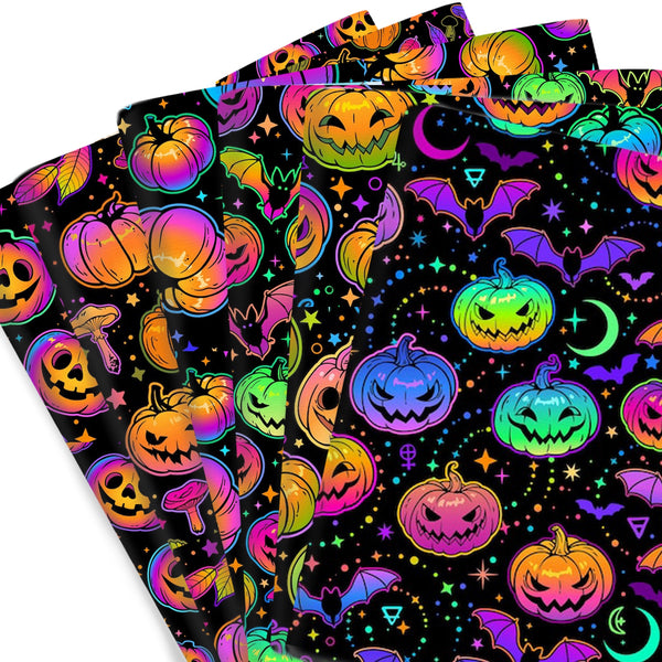 Halloween Moon Pumpkin Bat Glossy Purple Color Pattern Quilting Fabric Polyester Cotton Craft DIY Handmade Doll Clothes Fabric Precut For Patchwork DIY Handmade Craft , Clothing, Tablecloth Apron, Cloth Bag, Pillow Fabric