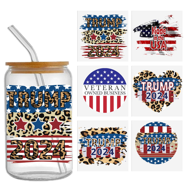 1pc Trump UV DTF Cup Wrap,Trump 2024  DTF Transfer Sport DTF Transfer Stickers For Glass Cup, Waterproof 2024 Rub On Transfers For 16 Oz Glass, Mugs, Crafts, Furnitures