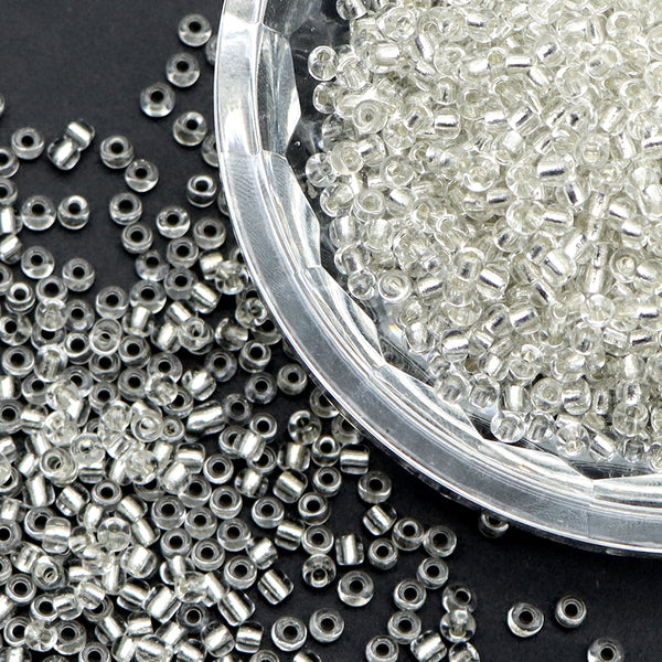 10g/pack Silvery Series 8/0 Miyuki Seed Beads Plain Solid Color Loose Spacer Acrylic Beads with Hole for Jewelry Making DIY Bracelet Necklace Chain Earrings Charm Bangle Decors Craft Accessories