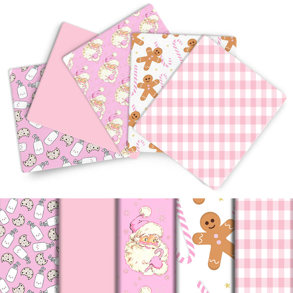 5pcs/set 7.87x7.87inch Christmas Holly Santa Claus Gingerbread Man Series Cloth Quilting  Fabric Squares Bundles Scraps For Christmas Holiday DIY Crafting Sewing Patchwork (108gsm)