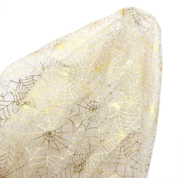 1pc 39x57inch(100x145cm) Sparkling Sequin Tulle Mesh Gauze Fabric Halloween Golden Spider Web Print Tulle Fabric - Perfect For Diy Bows, Doll Clothes, Party Capes & Photo Backdrops