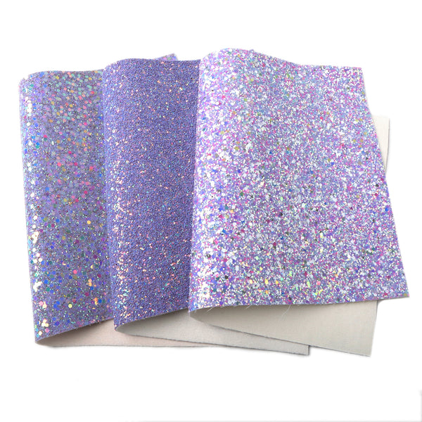 3pcs/set Chunky glitter sequins Faux Synthetic Leather Set 7.7*12.9inch Fabric Sheets For DIY Bows Artificial Leather Crafts Handmade Material