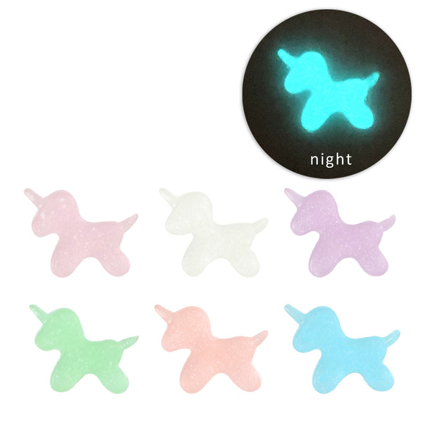 20Pcs Glow in The Dark Unicorn Nail Charms - Transparent Acrylic Beads, Flatback Skeleton Cabochons for DIY Nail Art & Craft Decorations