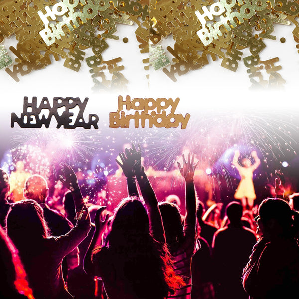 10g/pack Happy New Year Party Confetti - Golden-black Glitter Paper Shreds for Desk Decorations Package Filler