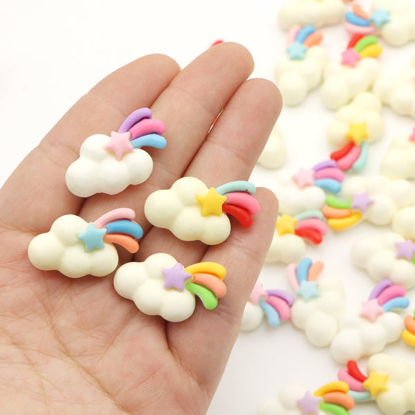 5pcs/pack Festive Rainbow Clouds Shaped 3d resin, Details for DIY Jewelry, Hair Clips & Scrapbooking Crafts Handmade Clothing, Hats, Hair Decorations, Crafts, Necklaces, Bracelets, Art Supplies for DIY Jewelry/Beadwork/Making diy