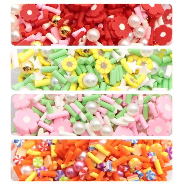 10g/pack flower , Candy Cane bead mix Bread crumbs Polymer Clay Slices,Available in multiple colors DIY Phone Case Decoration, Festive Nail Art Design Accessories,  Crafting Supplies