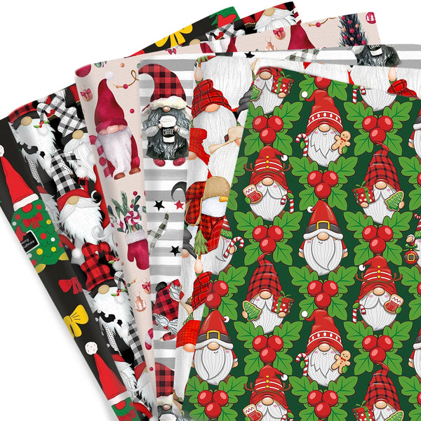 1pc Christmas Series Gnome Pattern Quilting Fabric-17.7x19.68inch（45x50cm） Polyester Cotton Craft Fabrics DIY Handmade Projects Doll Clothes Fabric Precut For Patchwork Craft(108gsm)