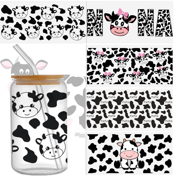 5pcs Highland Cow black Cute UV DTF Cup Wraps Decals Waterproof Transfer Stickers DlY Flash Drill For The Libbey Glass 16oz Cup Wraps Fashion Women Decals DIY Crafts