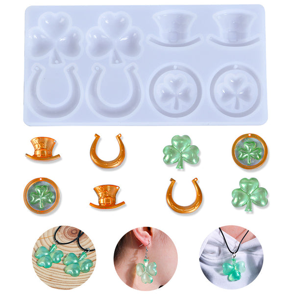 1Set Silicone St.Patrick's Day Geometric Earrings Casting Mold, Snake Earrings Resin Mold, DIY Resin Crystal Mold Set DIY Epoxy Resin Mold For Earrings Keychain Crafts Decoration Jewelry Making