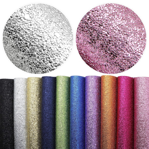 Metal chunky glitter Faux Synthetic Leather Set 10piece/set 7.7*12.9inch Fabric Sheets For DIY Bows Leather Crafts Handmade Material