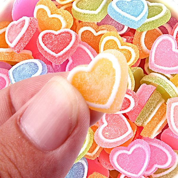 10pcs/pack 3d Resin Faux Candies heart shape, Available in multiple colors Resin Flat Cabochon  Accessories For Hair Clips Valentine's Day Imitation Food Decorations For DIY Crafts, Hair Clips, Earrings, Phone Case Accessories, Cake Decorat