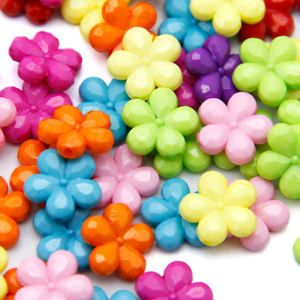 20g/pack about 52 pieces  flower shape beads 3d Planar Resin Spacer beads Acrylic Candy-Colored Beads Random color mixing For DIY Bracelet Necklace Jewelry Making Material