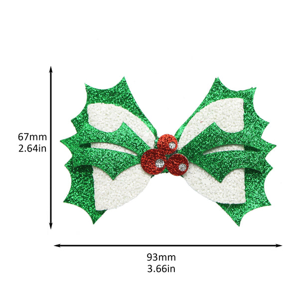 1pcs Christmas Day Series Leather Bows Barrettes  Simple Festive Ponytail Holders for Girls, Perfect Christmas Gifts