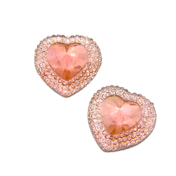 10pcs Valentine's Day faceted heart flat diamonds